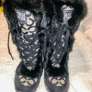 Black Fur Coach Boots